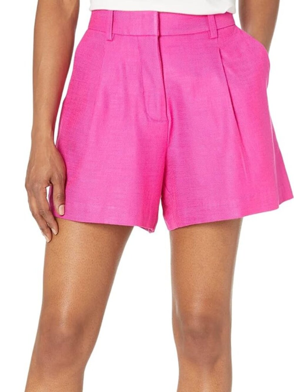 Trina Turk 'Ocotillo 2' Tailored Twill Pleated-Front Shorts, Sunset Pink